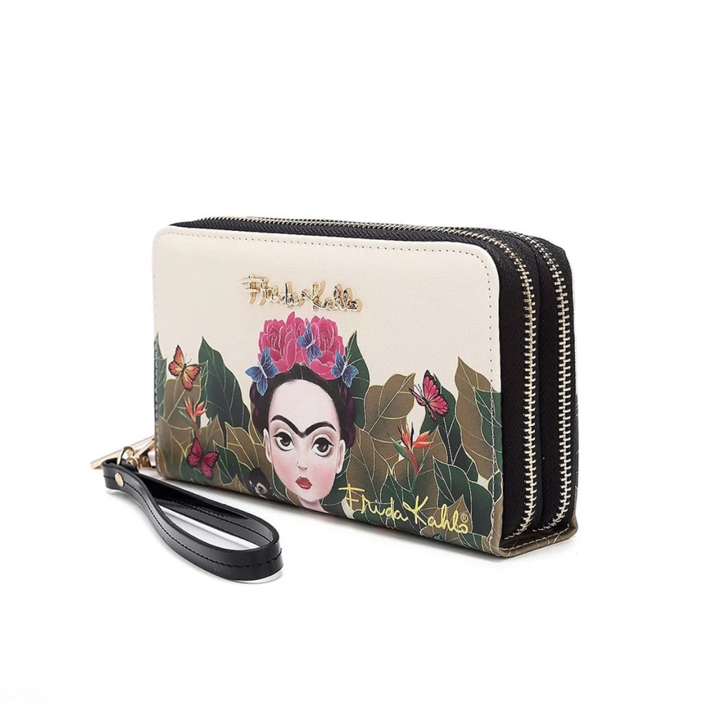 Frida Kahlo Cartoon Collection Limited Edition Double Zip Wallet wristlet - Picture 2 of 9